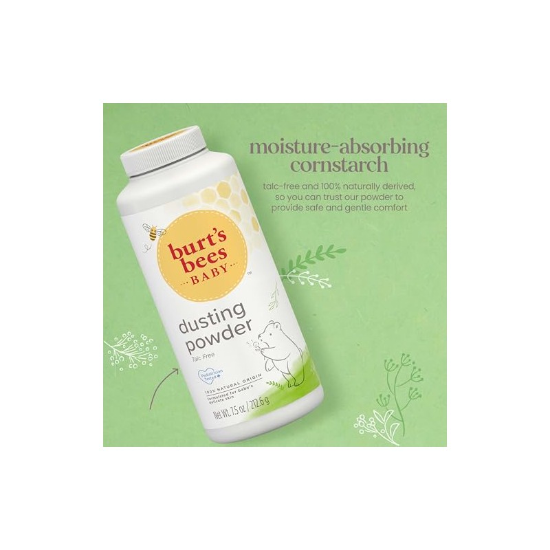 Burt's Bees Baby 100% Natural Dusting Powder, 7.5 Ounces (Packaging