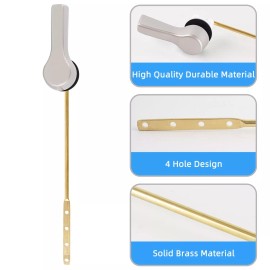 Hibbent Toilet Tank Flush Lever Replacement, Universal Front Mount Handle Toilet Tank - Brushed Nickel