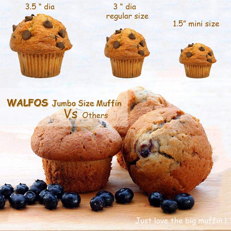 Walfos Silicone Texas Muffin Pan - 6 Cup Jumbo Silicone