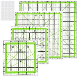 Quilting Rulers,4 Square Quilting Ruler Quilting Templates(4.5"X4.5", 6"X6", 9.5"X9.5", 12.5"X12.5"),Quilting Rulers Acrylic Rulers Fabric Cutting Ruler with Non-Slip Rings for Quilting and Sewing