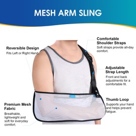 Mesh Arm Shoulder Sling Medical Shoulder Immobilizer for Shoulder Injury Torn Rotator Cuff, Breathable Arm Brace for Shower, Right Left Arm Stabilizes Elbow Arm Wrist Injury for Men Women (White)