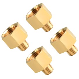 SUNGATOR 4-Pack 1/2 Inch Female x 1/4 Male NPT Reducer, Brass Pipe Fitting Adapters, 1/4'' Male to 1/2'' Female NPT Reducer Adapters, Brass Pipe Extension Connectors