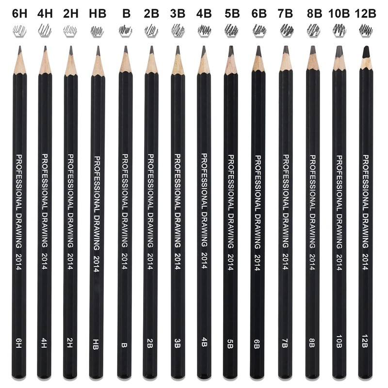14 Pcs Drawing Pencils 12B, 10B, 8B, 7B, 6B, 5B,