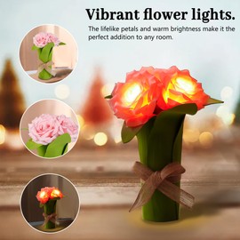 hibeauti LED Pink Rose Lamp for Womens Gifts, for Womens Mom Wife Friends Her Christmas Anniversary Birthday Gifts, Perfect Ideal for Bedroom Ambiance Charming Gifts (Rose-Pink)
