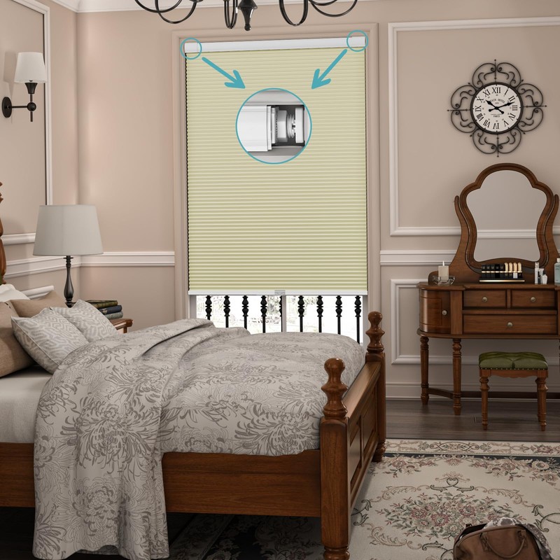 Myshade No Drill Blackout Shades Tension Cordless Cellular Blinds for