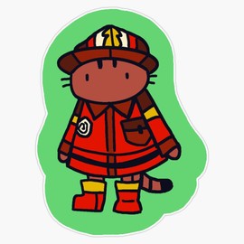 Simon The Cat Firefighter-, Magnet Sticker Bumper Sticker Vinyl Decal 5"
