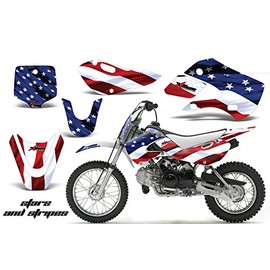 AMR Racing MX Dirt Bike Graphics kit Sticker Decal Compatible with Kawasaki KLX110 2002-2009 - Stars and Stripes