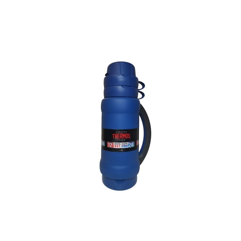Thermos Premier Vacuum Insulated Glass Double Wall Flask Blue 1.0L
