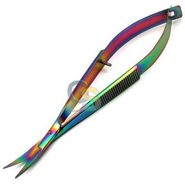 G.S Curved Rainbow Colored Titanium Tipped EZ Snips (4.5IN) Embroidery Scissors