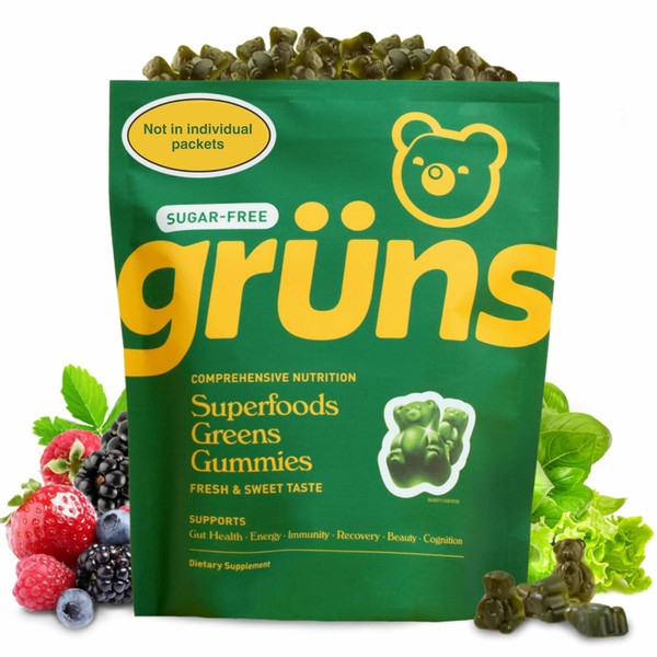 Gruns Adult Sugar-Free Super Greens Gummies - Superfood Gummy Bears