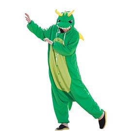 wotogold Men's Animal Dragon Pyjamas Cosplay Costume with Horn - Green, size: s