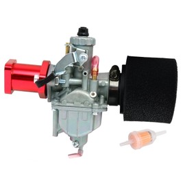 SVKCAR VM22 Carburetor Carb for Predator 212CC GX200 GX160 CT200U CT200U-EX BT200X KT196 196CC Mini Bike Go Kart (& Red Intake Manifold & Black Foam Air Filter)