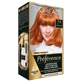 L'Oréal Paris Permanent Hair Colour, Hair Dye Set with Colouration and Shine Protect Conditioner, Préférence, 7.4 Copper Blonde (Dublin), 3-Pack