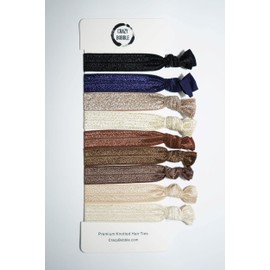 Crazy Bobble® Premium Crease-Free Knotted Ribbon Hair Ties. Hair Bands Bestsellers (Pack of 9) (Black, Navy, Brown Metallic, Blonde Metallic, Light Brown, Brown, Dark Brown, Blonde, Dark Blonde)