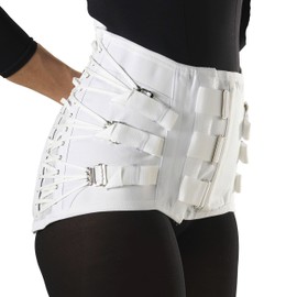 Truform-OTC Lumbosacral Support, Spinal Disk Back Brace, Adjustable Front, Regular, 3X-Large (54-56 Inch hip), White