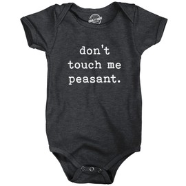 Crazy Dog T-Shirts Baby Bodysuit Don't Touch Me Peasant Funny Novelty Offensive Graphic Jumper for Infants Funny Baby Onesies Introvert Onesie for Baby Cool Sarcastic Onesie Black Newborn