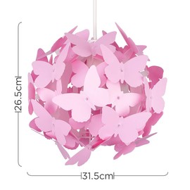Beautiful Modern Bright Pink Coloured Butterflies Ceiling Girl's Chandelier Pendant Bedroom Light Lamp Shade