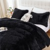 Smoofy Fluffy Full Size Comforter Set, Faux Fur Black Comforter