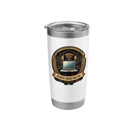 Remote Working Master Badge Laptop Wifi Design Stainless Steel Insulated Tumbler