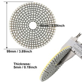 HOMESOM 4 Inch 3-Step Polishing Pads for Granite, Marble, Quartz & Concrete - Wet/Dry Use - 3 Pcs (Step 1-2-3)