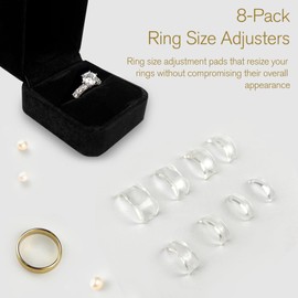 Tienyuu Invisible Ring Size Adjuster for Wide Rings - 8 PCS, Transparent TPU Sizer for Loose Men's or Wide Band Rings