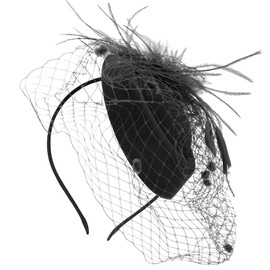 Operitacx Tea Party Veil Hat Vintage Fascinator Headband 1920s Hair Clips Wedding Bridal Lace Hat Elegant Banquet Headpiece Costume Accessory for Girls