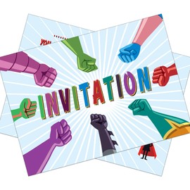 the lazy panda card company 15 "Superhands Superhero invitations for Children's Birthday Party Kids Super Hero Invites