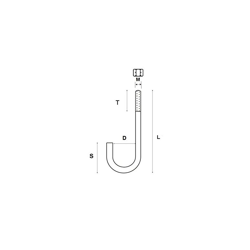 M12 T316 Stainless Steel J Bolt 150 mm Length 26