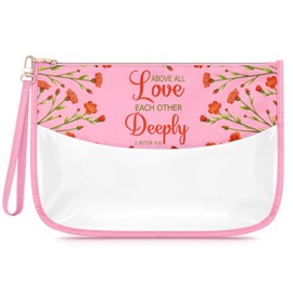 Christian Gifts for Women Faith Inspirational Religious Makeup Bag for Women Bible Scripture Clear Cosmetic Bag Motivational Birthday Anniversary Christmas for Friends Her Zipper Travel Pouch
