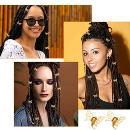 Nogeqi 20 Pcs Gold Butterfly Hair Clips for Women, Mini Hollow Butterfly Metal Claw Clips, Decorative Hair Rings for Braids Accessories,3D Gold Jewelry for Women Daily Prom Festival Styling