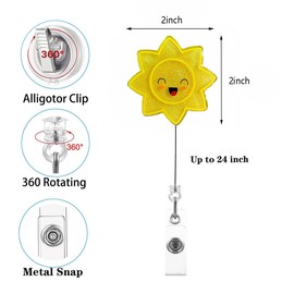 Celokiy Glitter Summer Badge Reel, Retractable ID Holder Clip for Teacher Nurse