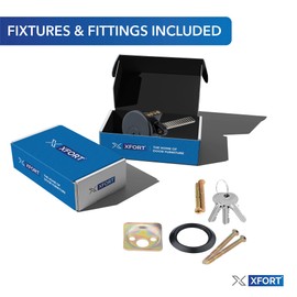 XFORT Matt Black Rim Cylinder, Security 5 Pin Rim Cylinder Door Lock Complete with Components of Three Keys, Trim Ring and Shim.