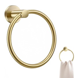 Hand Towel Holder, Stainless Steel Bathroom Towel Holder Towel Ring Round Small Towel Rail Gold Towel Hanger Wall Mounted Toilet Roll Holder for Bathroom Kitchen Hotel