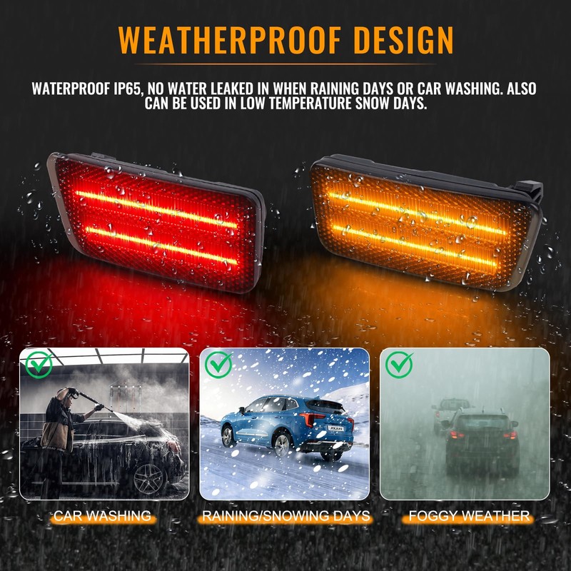 LED Side Marker Lights for 2021-2024 Ford Bronco Sport Amber