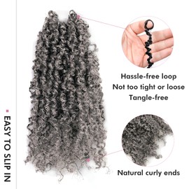Toyotress Yanky Twist Crochet Hair -10 Inch 2 Packs (30 Strands/Pcs) Fluffy Spring Mini Twist Passion Twist, Salt & Pepper Pre-Looped Crochet Braids Braiding Hair (10 Inch, SP/Gray-2P)