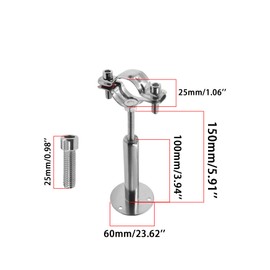 TTZEZE Pipe Supports, Stainless Steel Adjustable Pipe Bracket, Wall & Ceiling Mount, Silver, 2-Pack