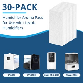 Beckacher Aroma Pads 30 Packs, Humidifier Replacement Filters Compatible with LEVOIT LV600S, Classic300S, LV600HH, OasisMist450S Humidifiers, Make The Fragrance Stronger and Longer Duration,White