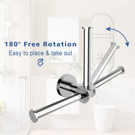 LHYMJRY Horizontal&Vertical Wall Mounted 180 Degree Rotatable Tissue Roll Holder, Zinc Alloy SUS201 Chrome Toilet Paper Holder Rack for Bathrooms