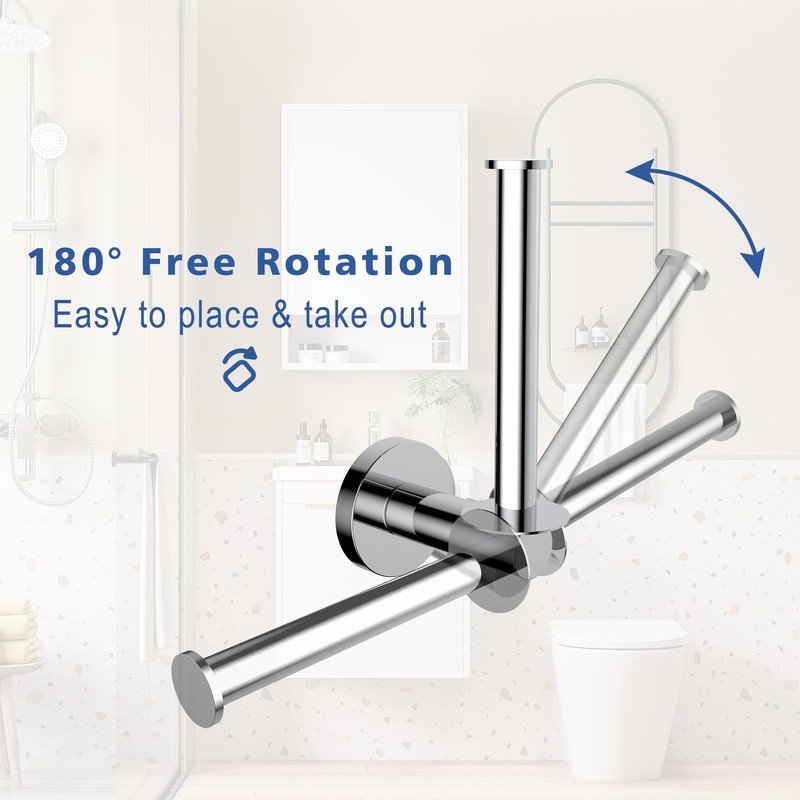 Toilet Paper Holder Chrome Horizontal&Vertical 180 Degree Rotatable Three-Position Adjustable