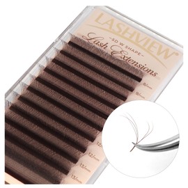 LASHVIEW W Lashes Extensions, 5D Premade Fans 0.07 D Curl 8-15mm Clover Lash Extensions W Shape Eyelash Extension Volume Premade W Lashes (5D 0.07 D 8-15mm Brown)