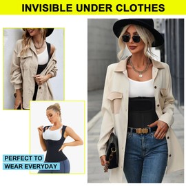 URSEXYLY Back Brace For Women Waist Trainer Vest Tummy Control Body Shaper Back Straightener Posture Corrector Spinal Neck Shoulder Support Adjustable Posture Trainer(2XL,Black)