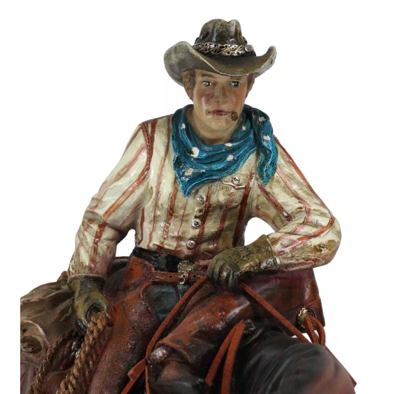 Western Desert Cowboy On Saddleback Brown Stallion Horse By Cactus