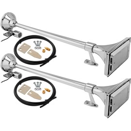 Vixen Horns Train Horn for Boat/Truck/Car. Air Horn Waterproof Chrome Plated Dual Trumpet (Large) + Cover. Super Loud dB. Marine Grade Finish. Fits 12v Vehicles like Semi/Pickup/Jeep/SUV VXH1167CX2