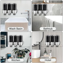 prosfalt 3 in 1 Chamber Wall Mounted Bathroom Shower Pump Dispenser and Organizer-Holds Shampoo, Soap, Conditioner, Shower Gel, for Bathroom Kitchen Hotel (3 Chamber