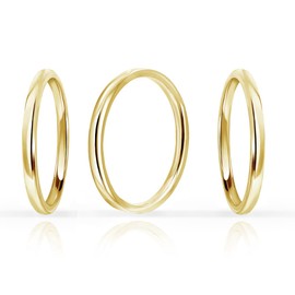 SILVERLINE JEWELRY 2mm Stainless Steel Comfort Fit Unisex Wedding Engagement Band Stacking Ring Set of 3 Rings/Gold, Size 6.5