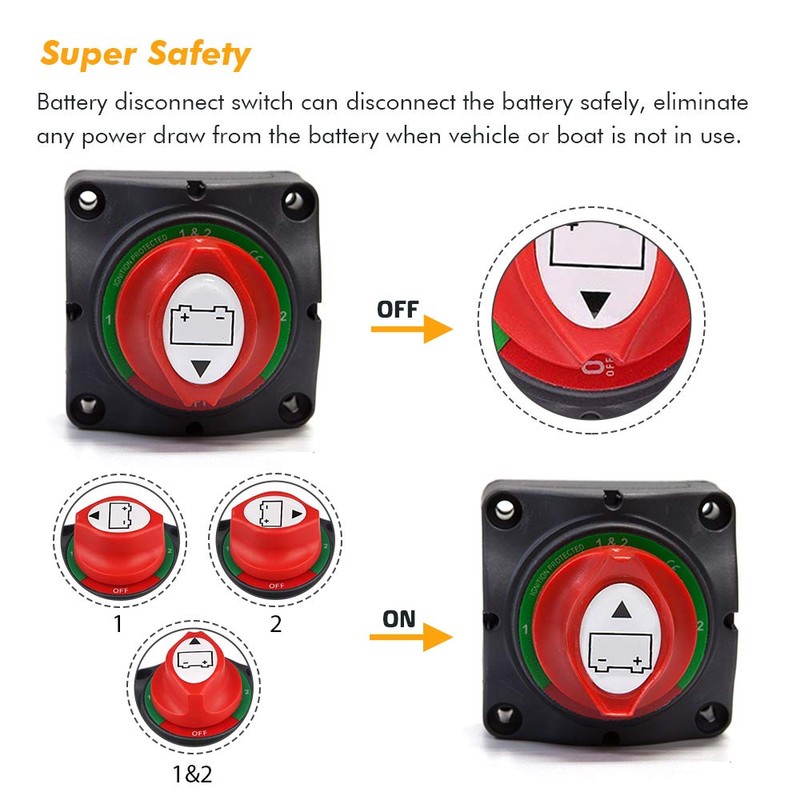 1-2-Both-Off Battery Switch 12V-60V Battery Disconnect Master Cut Shut Off