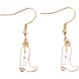 Cowgirl Boot Drop Dangle Earring for Women – Western - Country – Rodeo – Cowboy Boots (White, One Size)