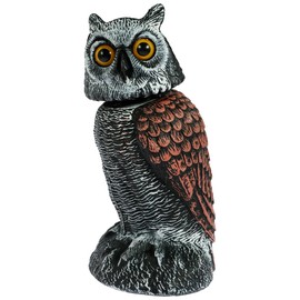 Fake Owl Decoy with 360° Swivel Head Owl Statue Scare Birds Simulation Owl Bird Deterrent Lifelike Owl Statue Scare Birds Realistic Owl Statue Scare Birds Plastic Fake Owl Scarecrow to Frighten Birds