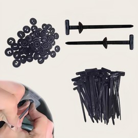 Automotive Cable Tie Buckle Set, 200 Pieces, Nylon Zip Ties with Rivet Fasteners for Car Fender, Bumper, Trim