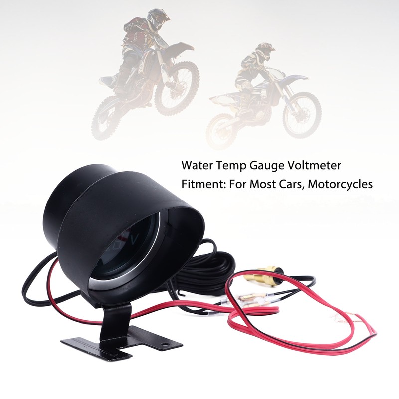 Water Temp Gauge Voltmeter 2 in 1 Round Digital Display